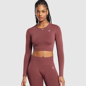 Gymshark Women's Long Sleeve Crop Top - Burgundy Brown